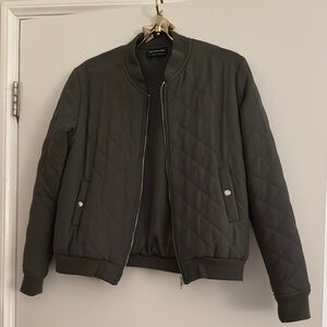 The Fifth Label Green Bomber Jacket Ribbed Collar Quilted
